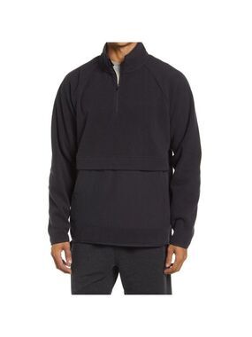 Zella BNWOT "open range" half zip fleece pullover black sweater XLarge New